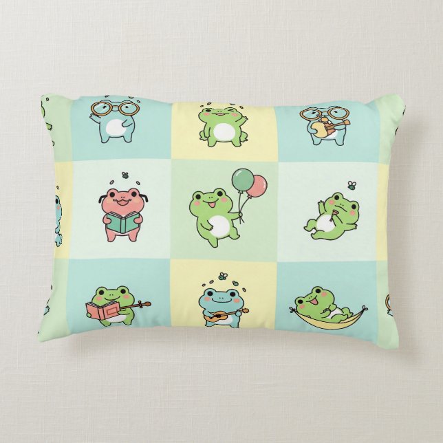 Cojín Decorativo Ranas con pequeños hobbies (Reverso)