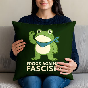 Cojín Decorativo Ranas Contra el Fascismo Protesta de Rana de Portl