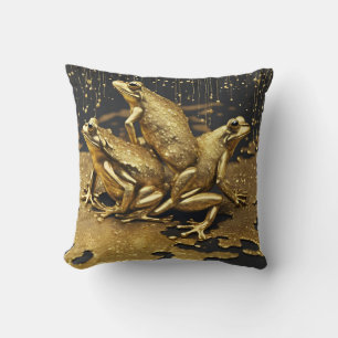 Cojín Decorativo Ranas divertidas con goteo de oro