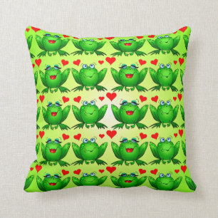 Cojín Decorativo Ranas Felices Dibujos Animados Corazones De Amor V