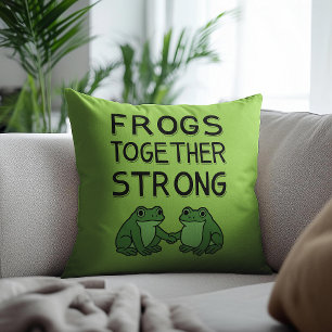 Cojín Decorativo Ranas Juntas Fuertes Protesta de Rana de Portland