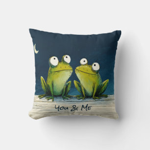 Cojín Decorativo Ranas Tú & Yo – Arte Animal Romántico Lindo