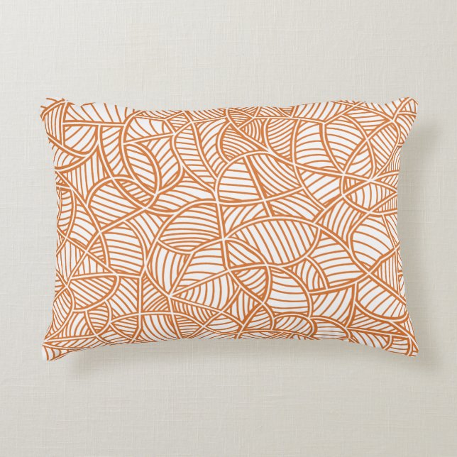 Cojín Decorativo Random Leaf Mosaic Dark Naranja (Anverso)