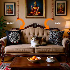 Cojín Decorativo Rangoli blanco con hibisco