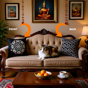 Cojín Decorativo Rangoli blanco con hibisco