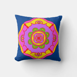 Cojín Decorativo Rangoli de colores vivos y dorados