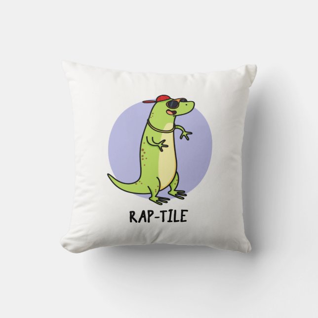 Cojín Decorativo Rap-tile Funny Reptile Lizard Pun (Anverso)