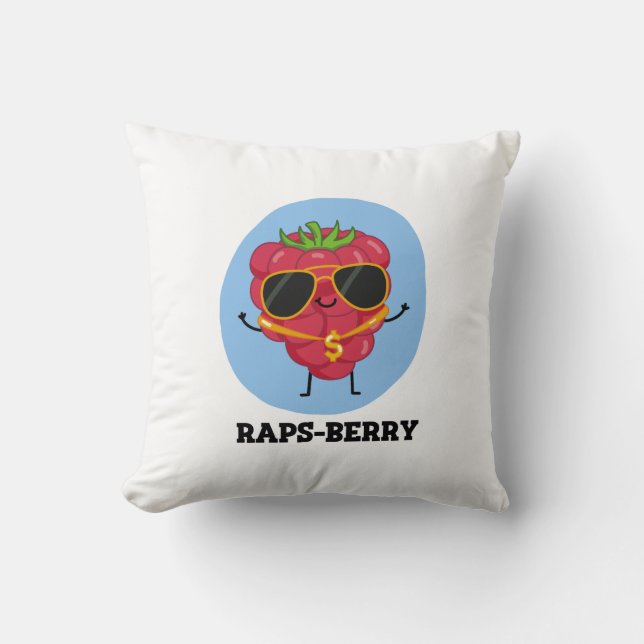 Cojín Decorativo Raps-berry Funny Rapper Raspberry Pun (Anverso)