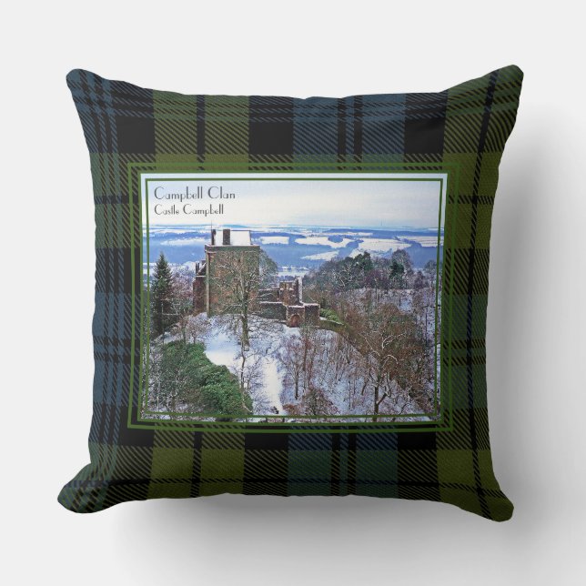 Cojín Decorativo Rara vista Castillo Campbell Tartan Snow Photo (Anverso)