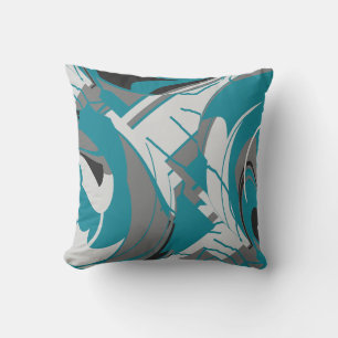 Cojín Decorativo Raro blanco negro negro Verde azulado azul de hoja