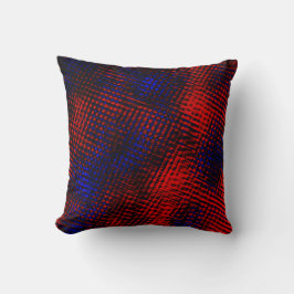 Cojín Decorativo Rasgos o estrías rojas cruzadas y azul profundo