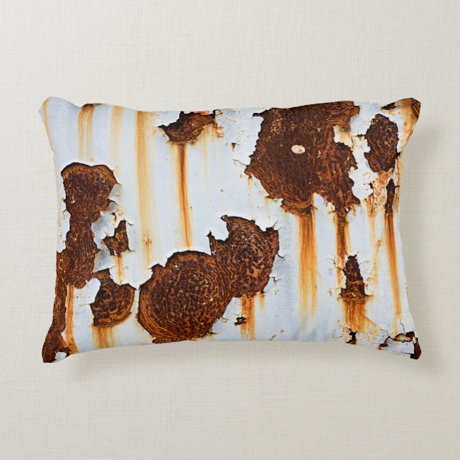 Cojín Decorativo Rasgos rojos blancos corrosionados (Anverso)