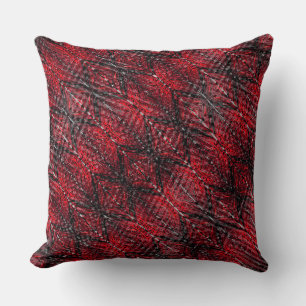 Cojín Decorativo Rasgos rojos oscuros, formas, rayas, zigzag, ondul