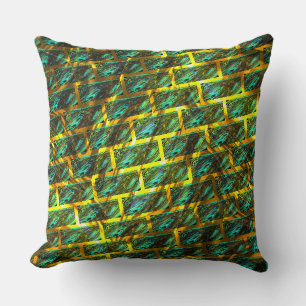 Cojín Decorativo Raspado de manchas azules, rejilla amarilla o efec