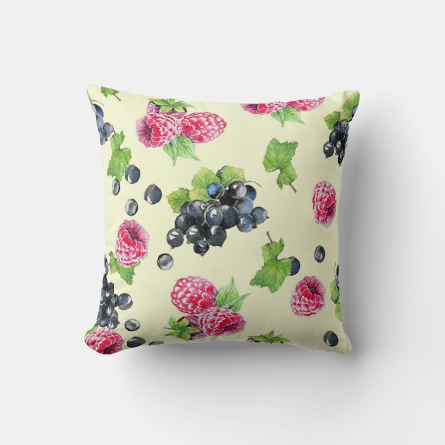 Cojín Decorativo Raspberry, acuarela actual (Anverso)