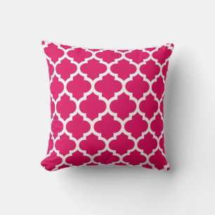 Cojín Decorativo Raspberry White Moroccan Quatrefoil Pattern #5