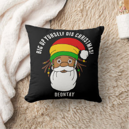 Cojín Decorativo Rasta Santa Claus Patois jamaiquino Feliz Navidad
