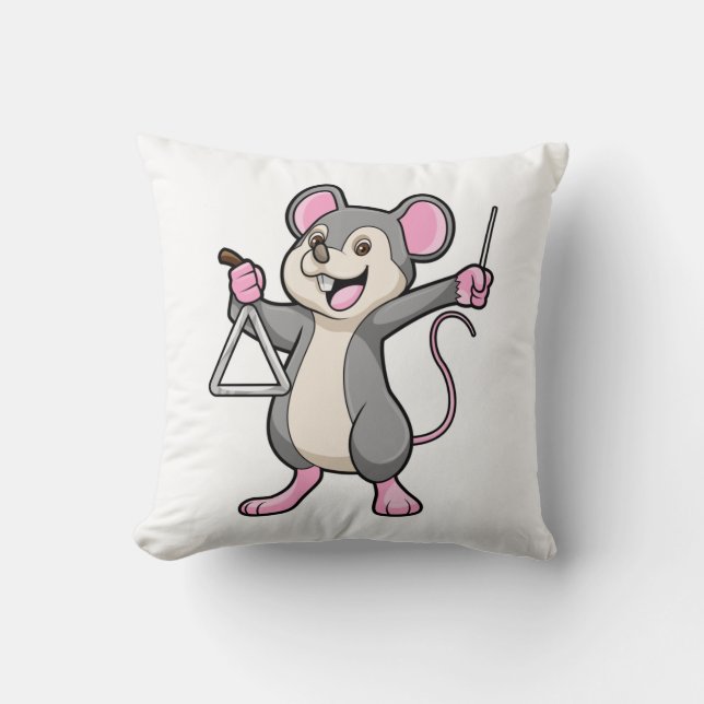 Cojín Decorativo Rat at Music with Triangel (Anverso)