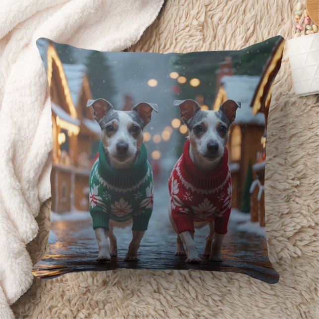 Cojín Decorativo Rat Terrier Dogs Christmas Snow Holiday (Manta)