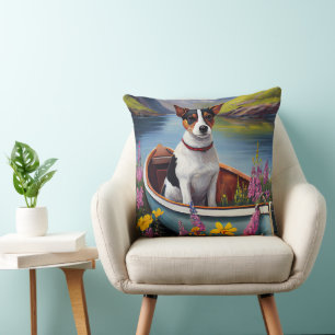 Cojín Decorativo Rat Terrier en una paleta: Una aventura escénica