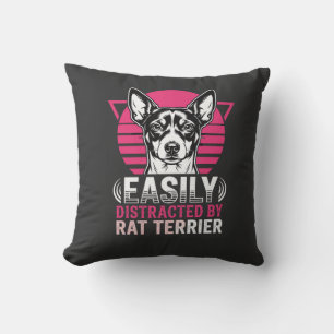 Cojín Decorativo Rat Terrier Fácilmente Distraído Perro Retro