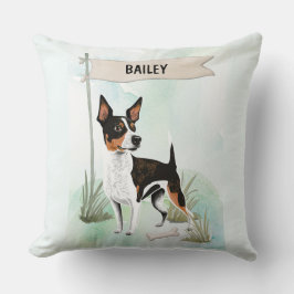 Cojín Decorativo Rat Terrier Watercolor Personalized Dog