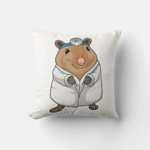 Cojín Decorativo Rata como médico con bata de médico