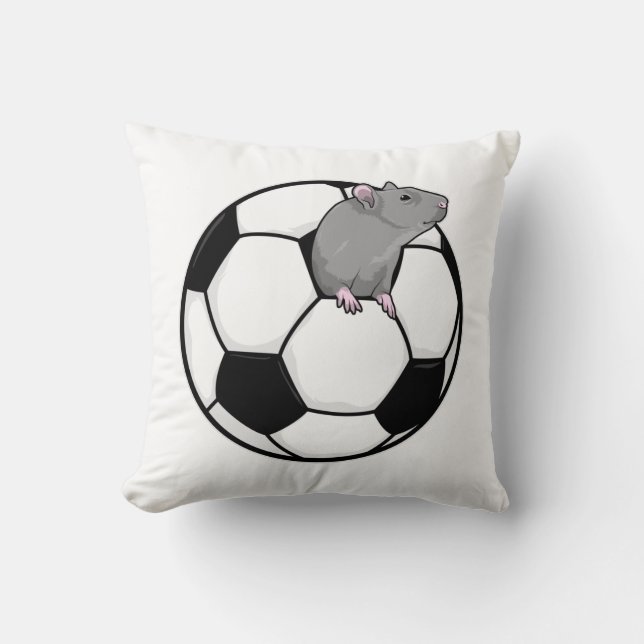 Cojín Decorativo Rata con balón de fútbol (Anverso)