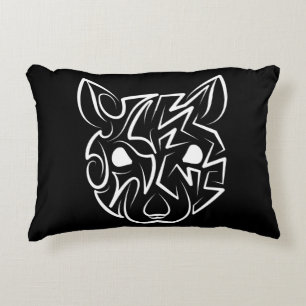 Cojín Decorativo Rata tribal negra y blanca