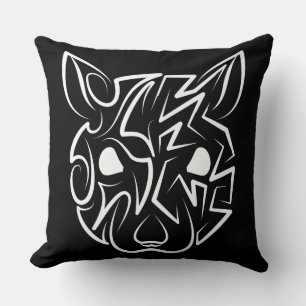 Cojín Decorativo Rata tribal negra y blanca