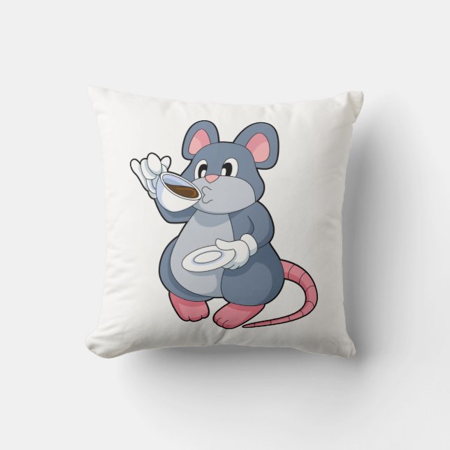 Cojín Decorativo Ratón con café (Anverso)