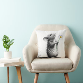 Cojín Decorativo Ratón con margarita blanca