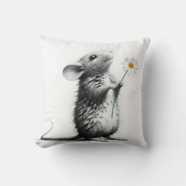 Cojín Decorativo Ratón con margarita blanca