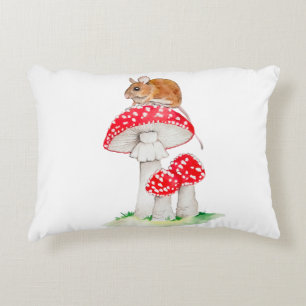 Cojín Decorativo Ratón curado sobre la acuarela agria de la mosca