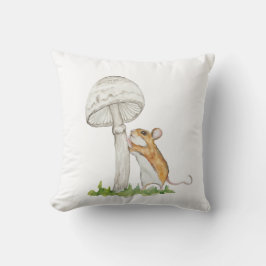 Cojín Decorativo Ratón de campo y hongo realistas
