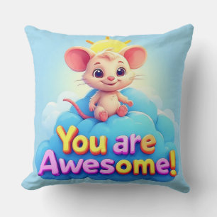 Cojín Decorativo Ratón de dibujos animados adorable sentado en una 