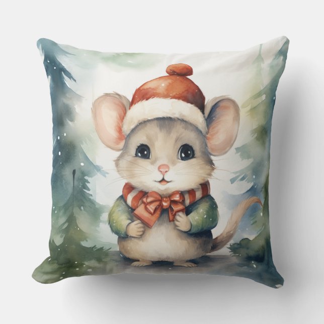 Cojín Decorativo Ratón de Navidad (Anverso)