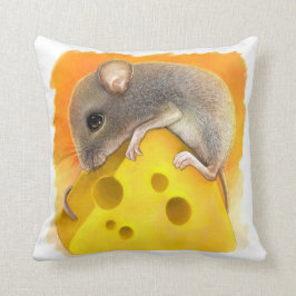 Cojín Decorativo Ratón en la pintura realista del queso