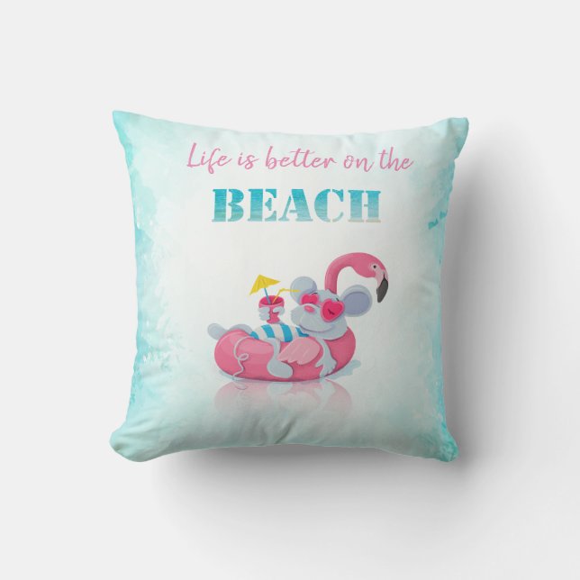 Cojín Decorativo Ratón lindo Estilo de playa (Anverso)