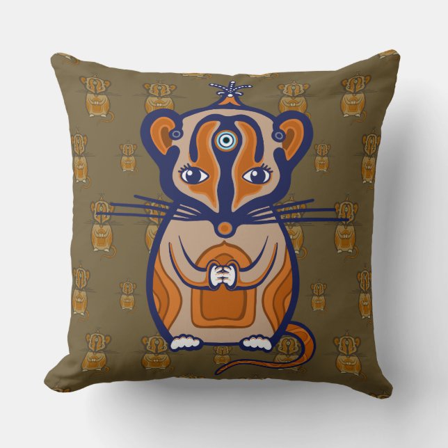 Cojín Decorativo Ratón Marrón Pequeño (Anverso)