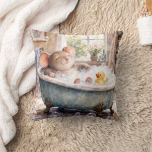 Cojín Decorativo Ratón tomando un baño de burbujas