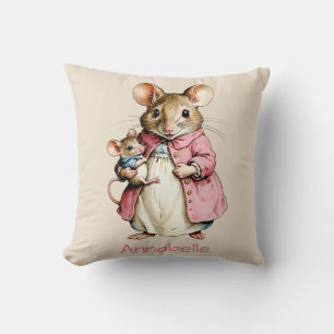 Cojín Decorativo Ratón y Ratoncito Personalizados al Estilo Antiguo