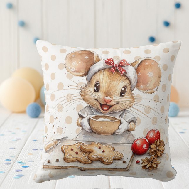 Cojín Decorativo Ratoncito Chef de Navidad Adorable (Subido por el creador)