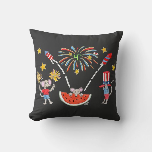 Cojín Decorativo Ratones del 4 de Julio (Anverso)