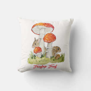 Cojín Decorativo Ratones y setas forestales