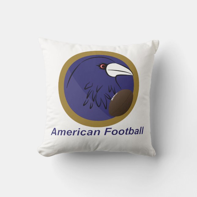 Cojín Decorativo Raven con fútbol americano (Anverso)