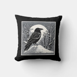 Cojín Decorativo Raven: Talkeetna, Alaska blanco y negro