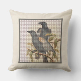 Cojín Decorativo Raven vintage Ephemera sobre el patrón de Harlequi