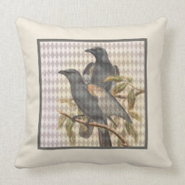 Cojín Decorativo Raven vintage Ephemera sobre el patrón de Harlequi