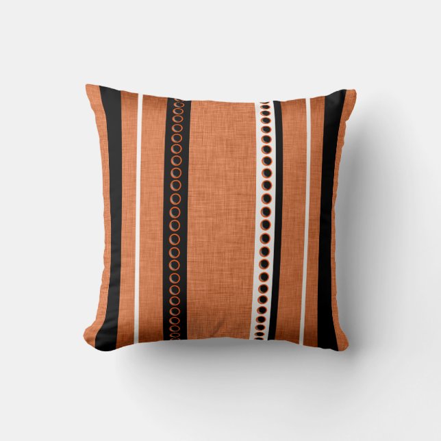Cojín Decorativo Raya blanco negro anaranjado (Anverso)